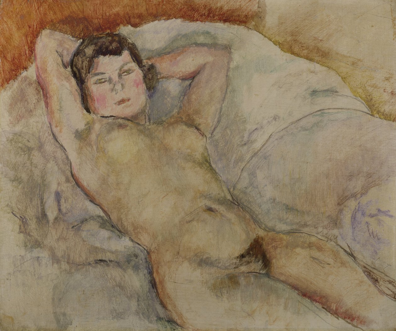 Liggende nøgen, ca. 1909 af Jules Pascin