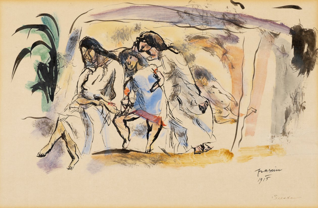 Siesta, 1915 (toilet er papir) af Jules Pascin