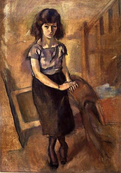 Standing Young Woman, ca. 1920 (olie på lærred) af Jules Pascin