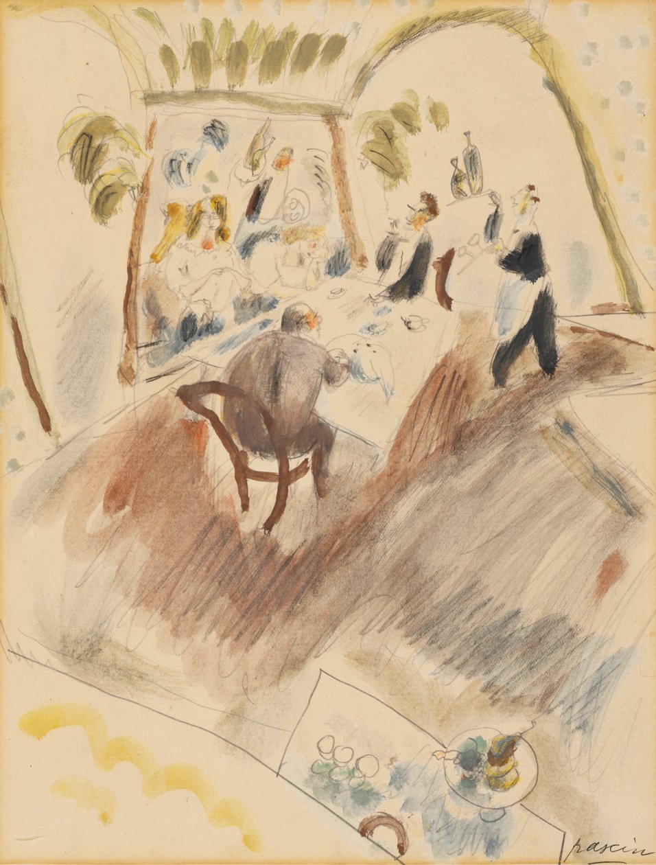 To Mænd Spisning af Jules Pascin