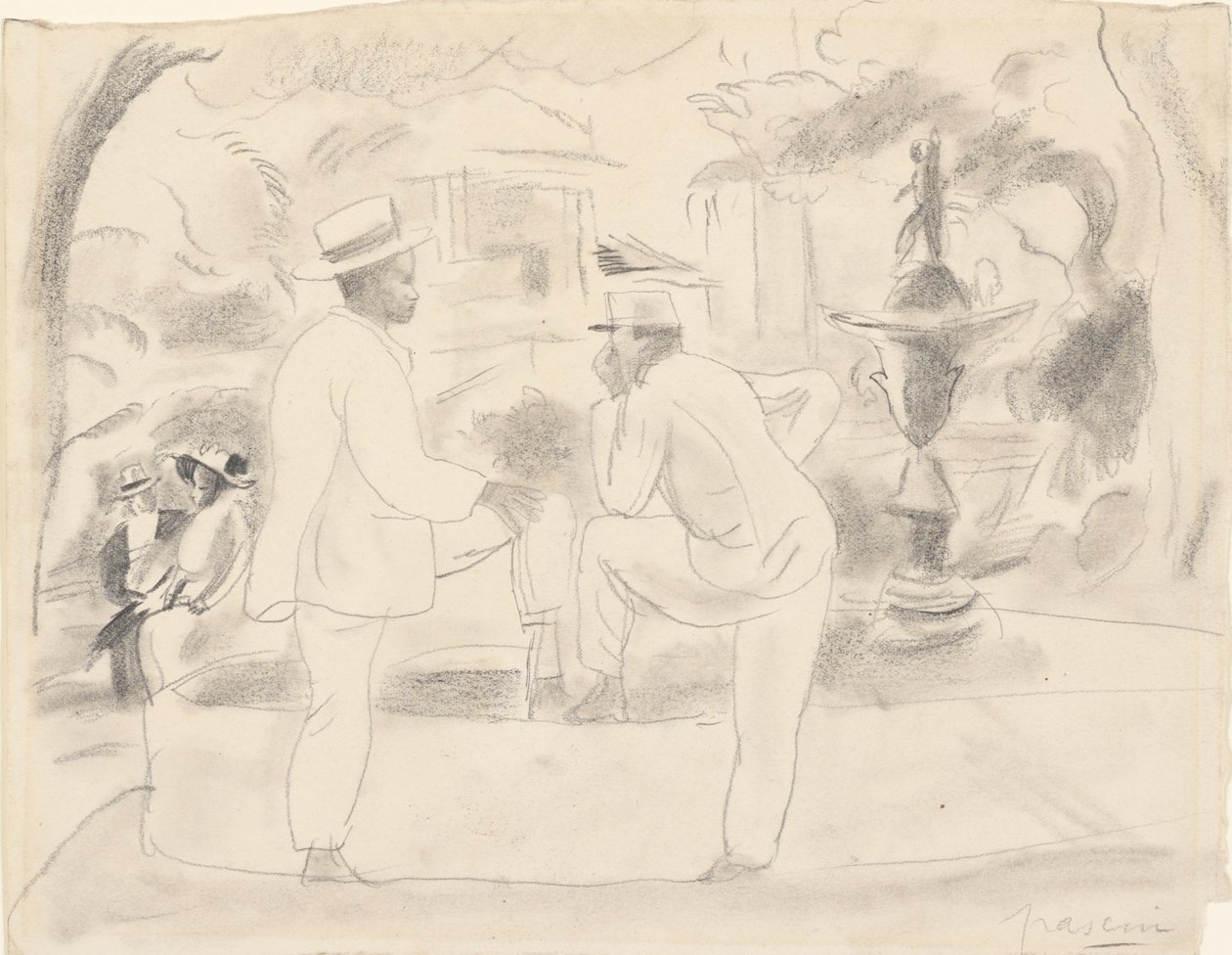 To mænd i parken af Jules Pascin