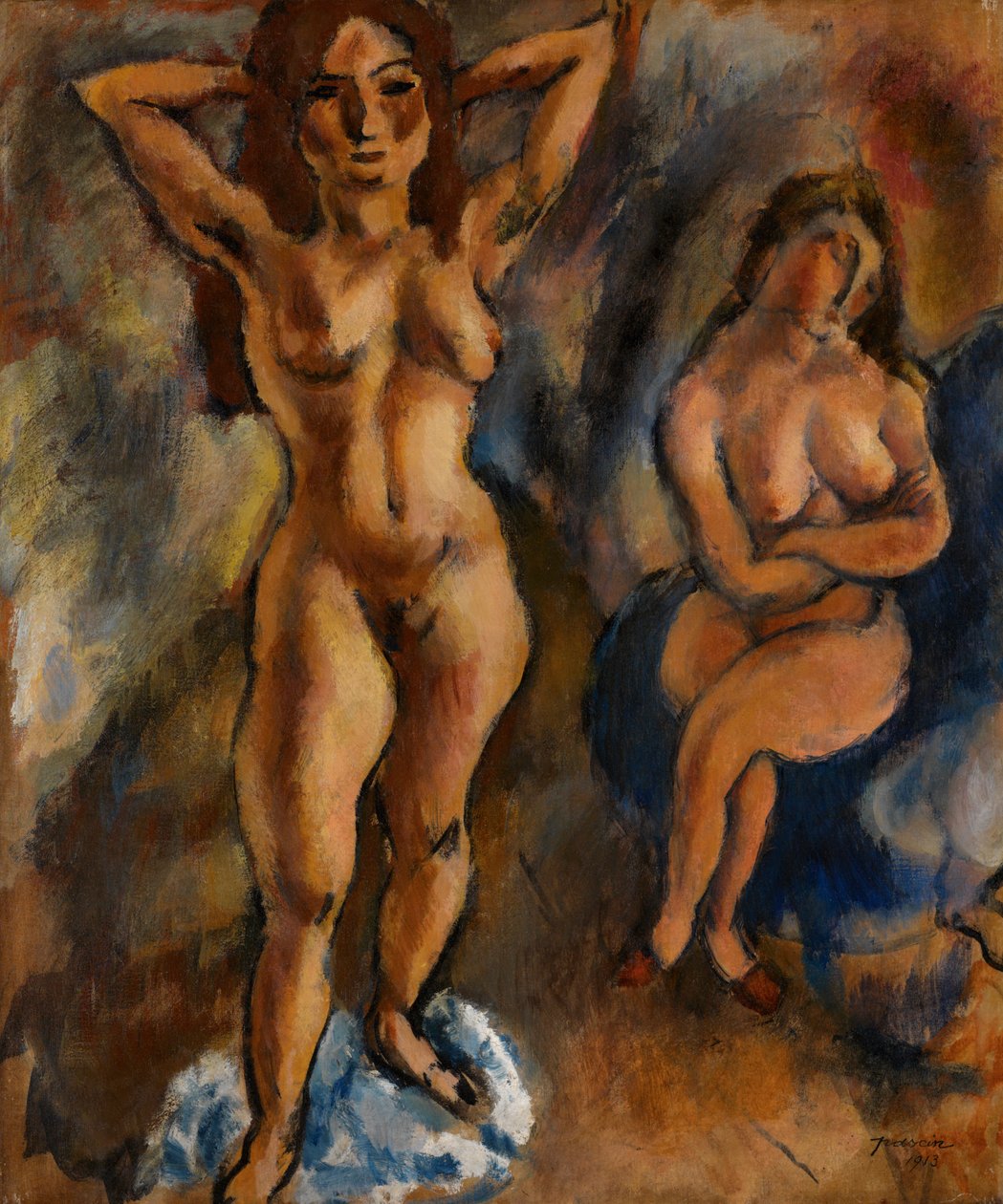 To nøgenbilleder - et stående og et siddende af Jules Pascin