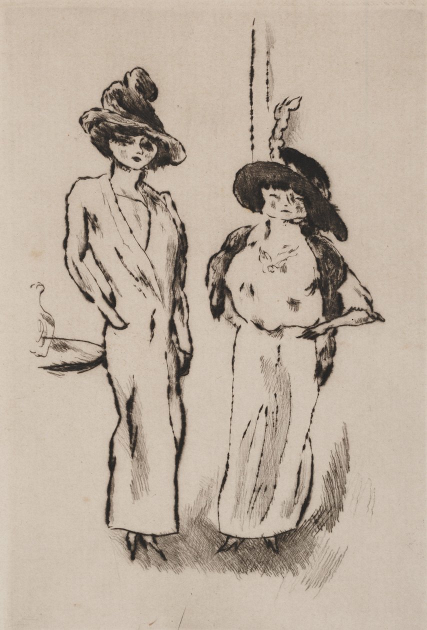 Two Women at the Ball, ca. 1910 (radering) af Jules Pascin