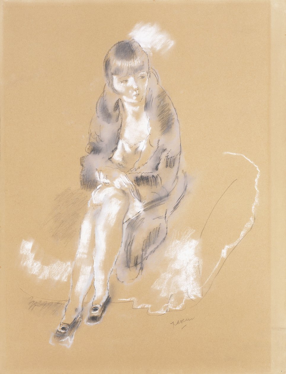 Kvinde sidder, af Jules Pascin