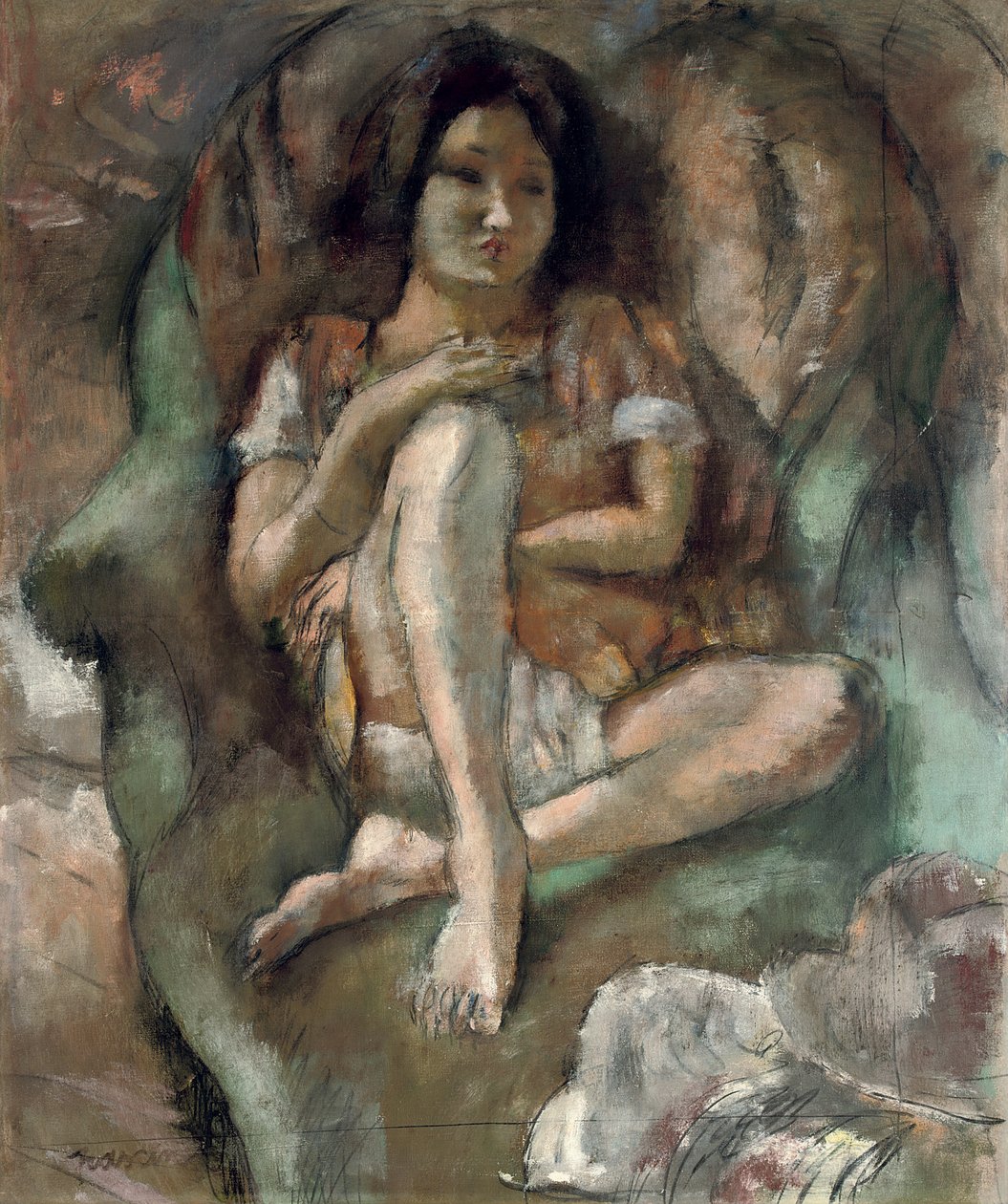 Ung pige i en lænestol; Ung pige i en lænestol, 1922 af Jules Pascin