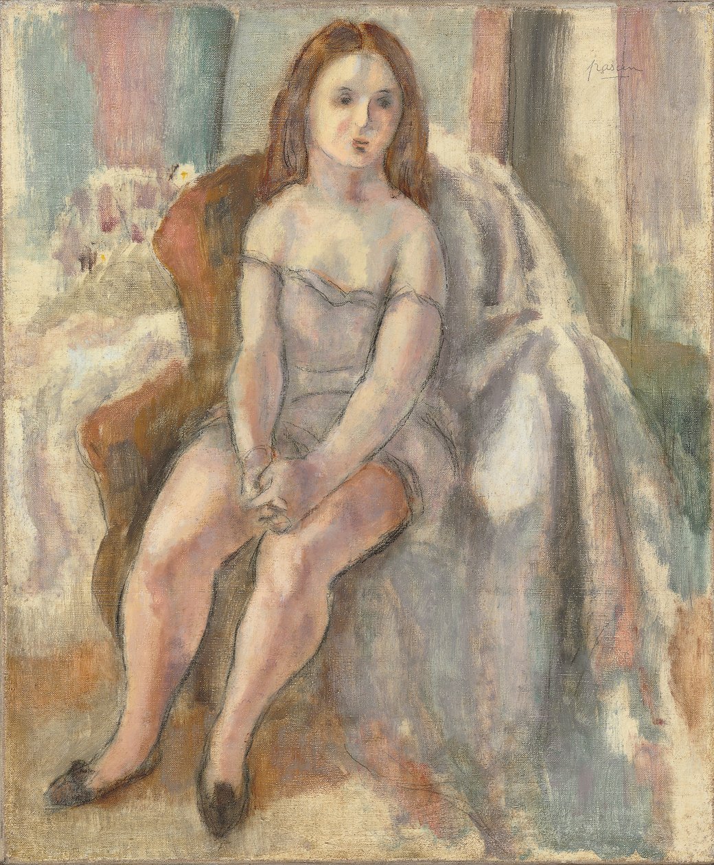 Ung kvinde i hvid kemi af Jules Pascin