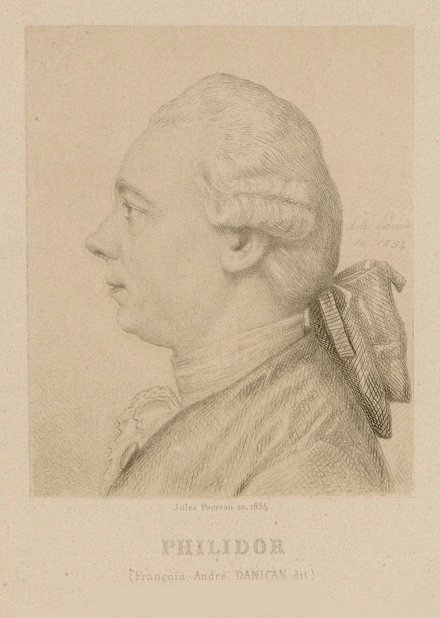 Portræt af François-André Danican Philidor 1726-1795. af Jules Porreau