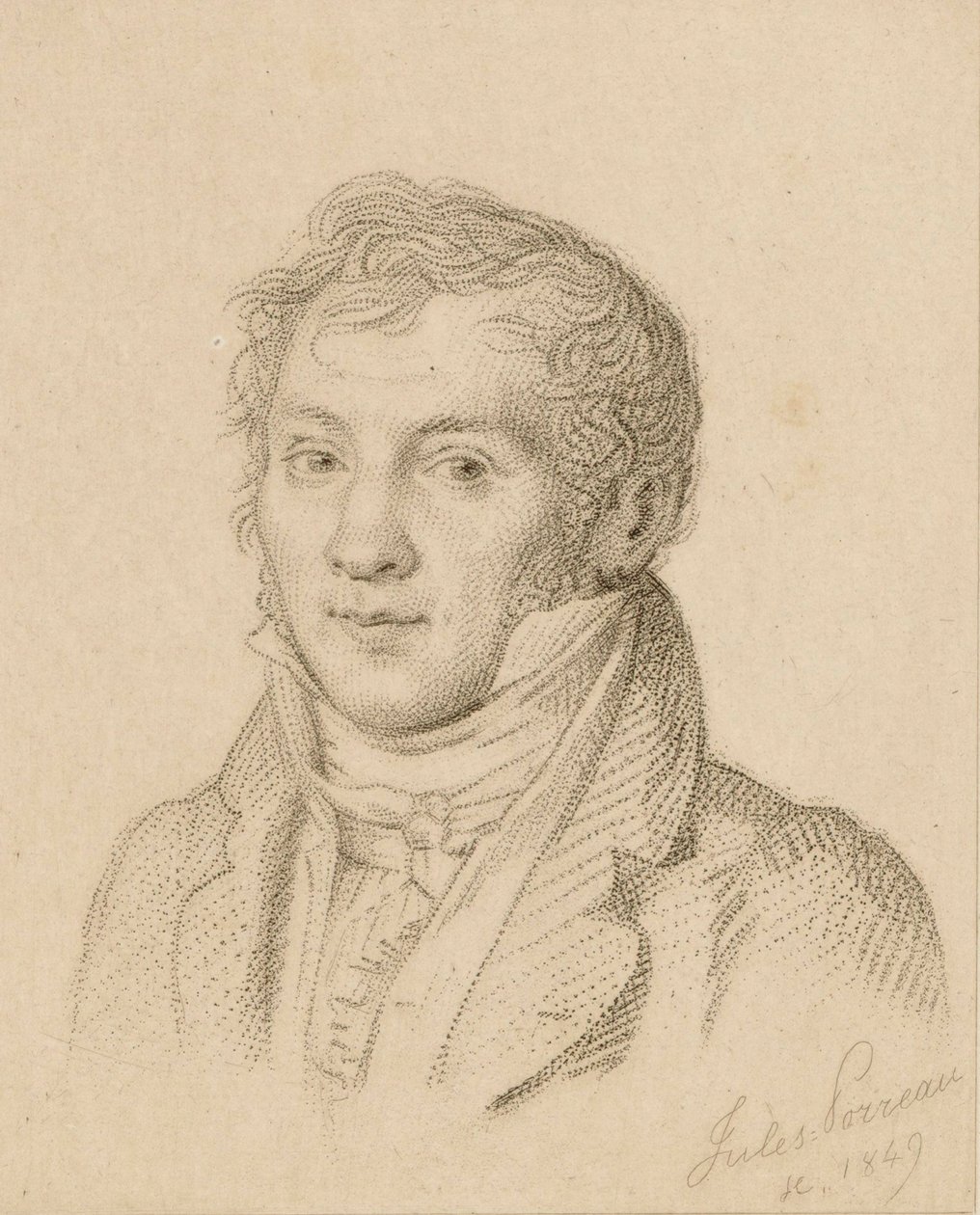 Portræt af violinisten og komponisten Louis-Luc Loiseau de Persuis 1769-1819, 1849. af Jules Porreau