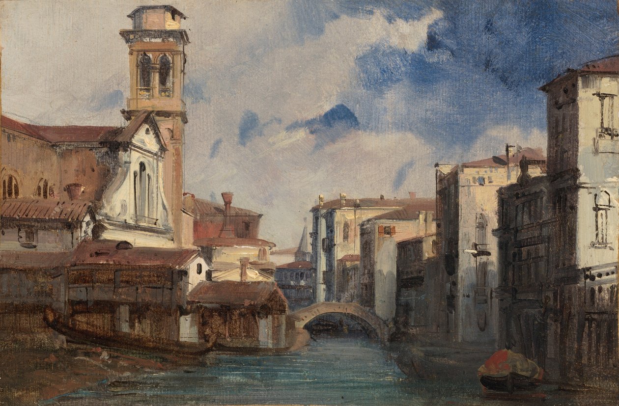 Kirken San Trovaso, Venedig, ca. 1830. af Jules Romain Joyant