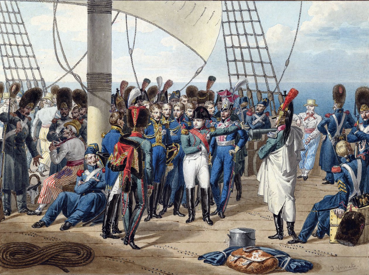 Napoleon vender tilbage fra øen Elba - Vernet, Jules (1792-1843) - 1815 - Akvarel på papir - 26,2x34,7 - Privat samling af Jules Vernet