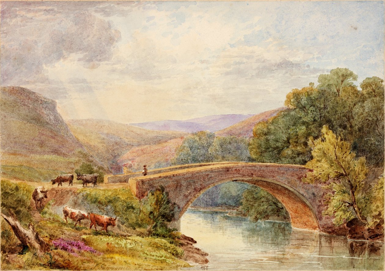 Lewisburn Bridge, North Tyne wc på papir på kort af Julia Swinburne