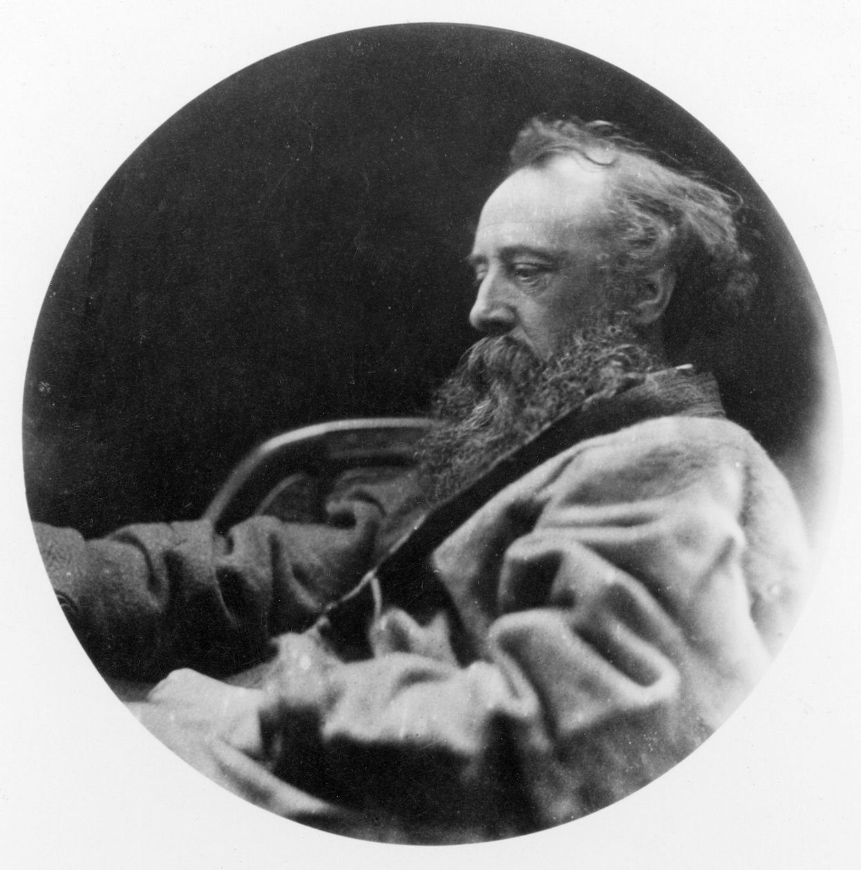 Portræt af George Frederick Watts (bw foto) af Julia Margaret Cameron