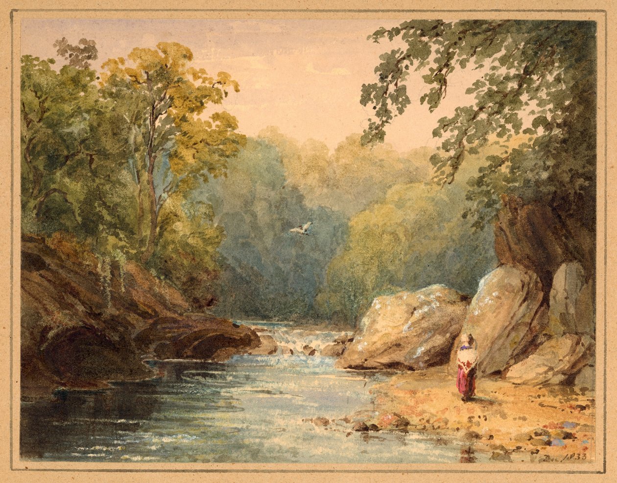On the Emmet Burn, North Tyne (blyant og wc på papir (på kort)) af Julia Swinburne