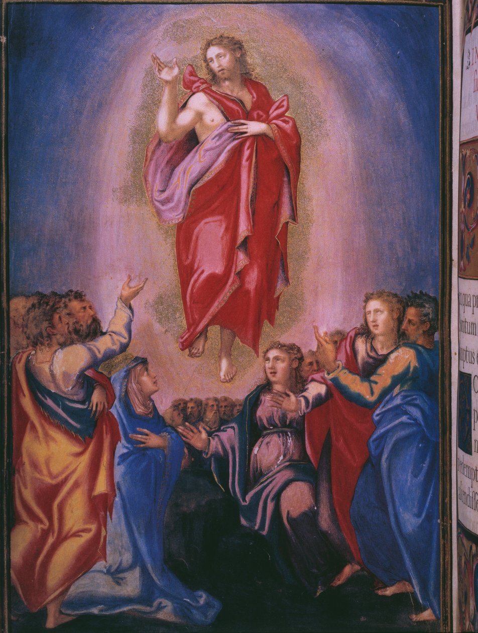Ascension, fra en faksimile af Breviary of King Philip II of Spain, 1569 (pergament) af Julian and Leon, Andres de Fuente del Saz
