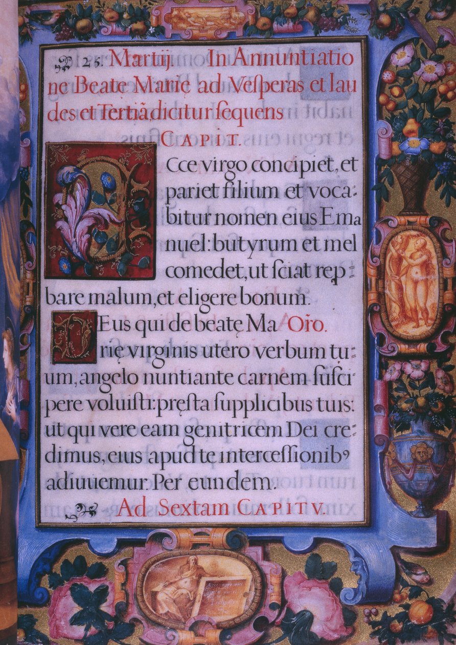 Fol.6r, hel side af Bebudelsen 5. kapitel, fra en faksimile af kong Philip II af Spaniens Breviarium, 1569 (pergament) af Julian and Leon, Andres de Fuente del Saz