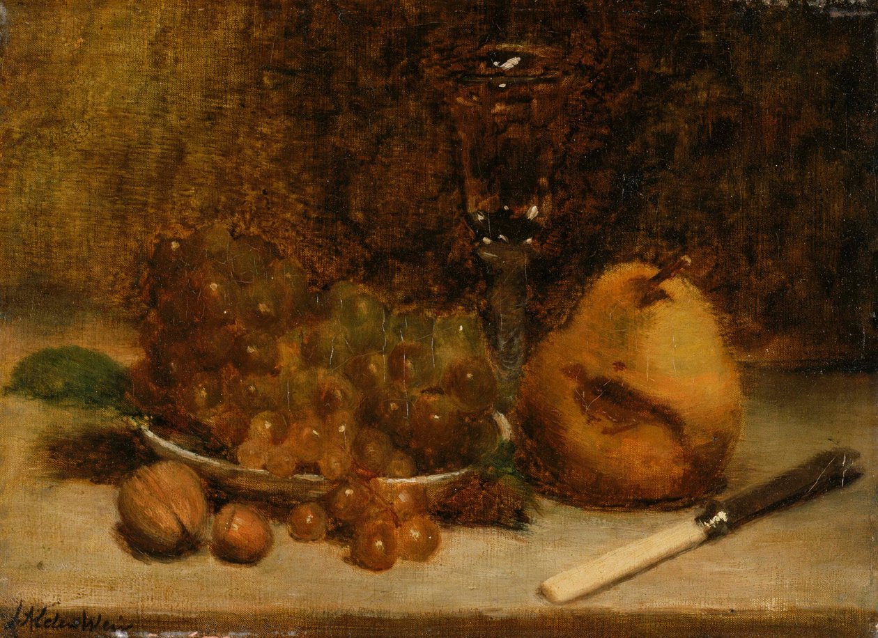 Druer, kniv og glas af Julian Alden Weir