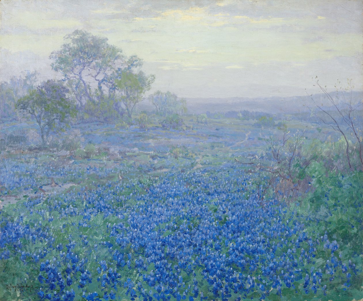 En overskyet dag, Bluebonnets nær San Antonio, Texas af Julian Onderdonk