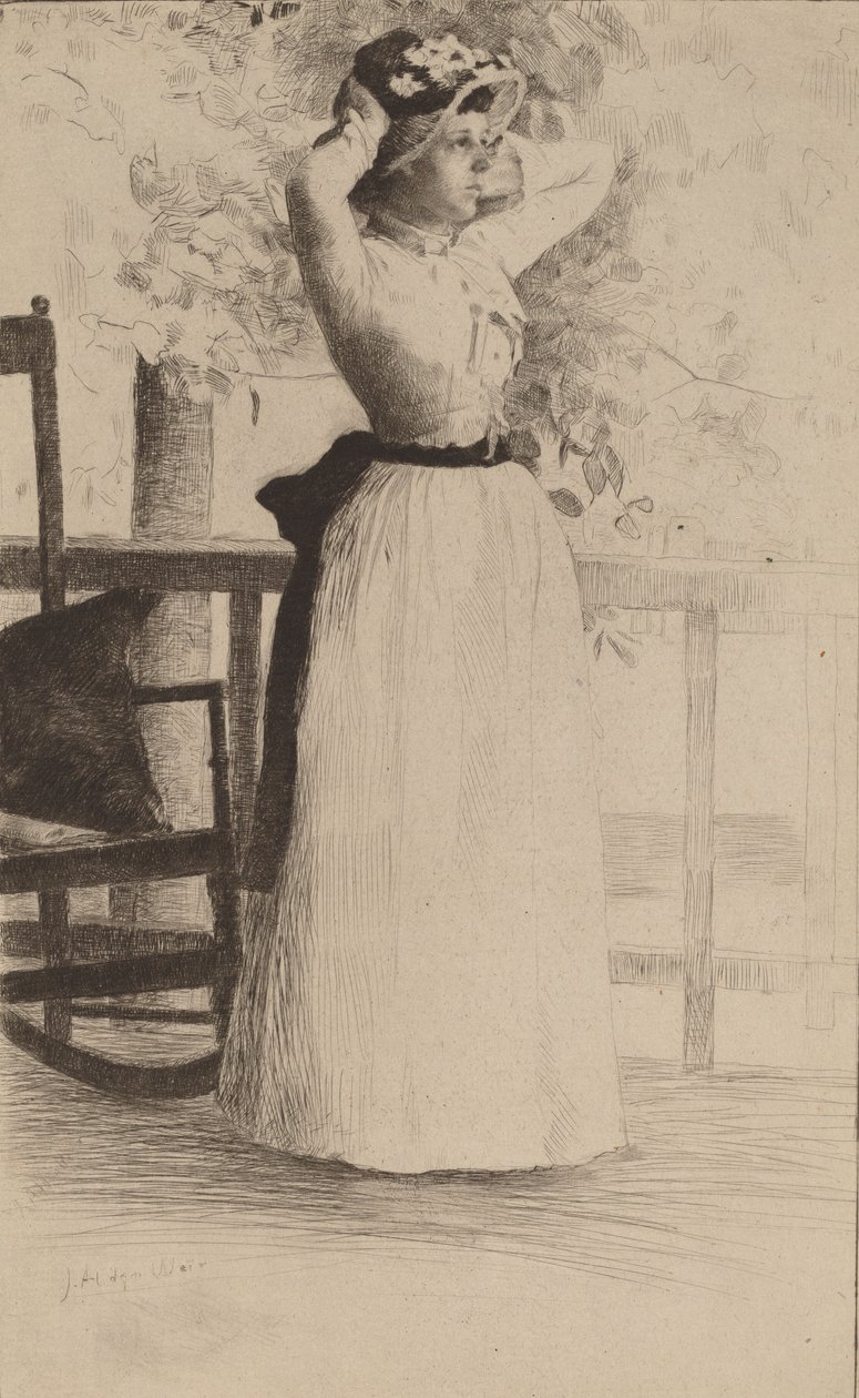 Portræt af Miss Hoe, 1889. af Julian Alden Weir