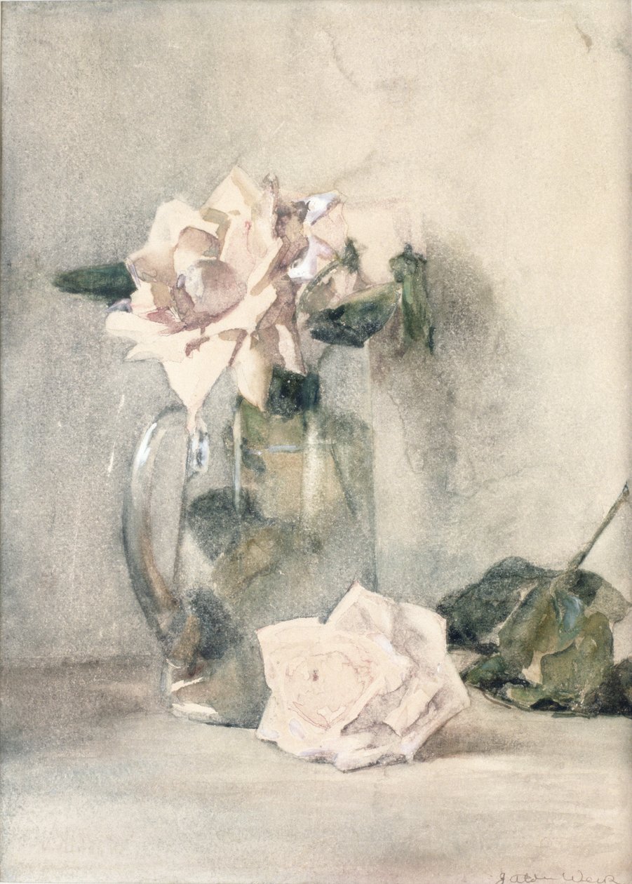 Studie af roser (wc på papir) af Julian Alden Weir