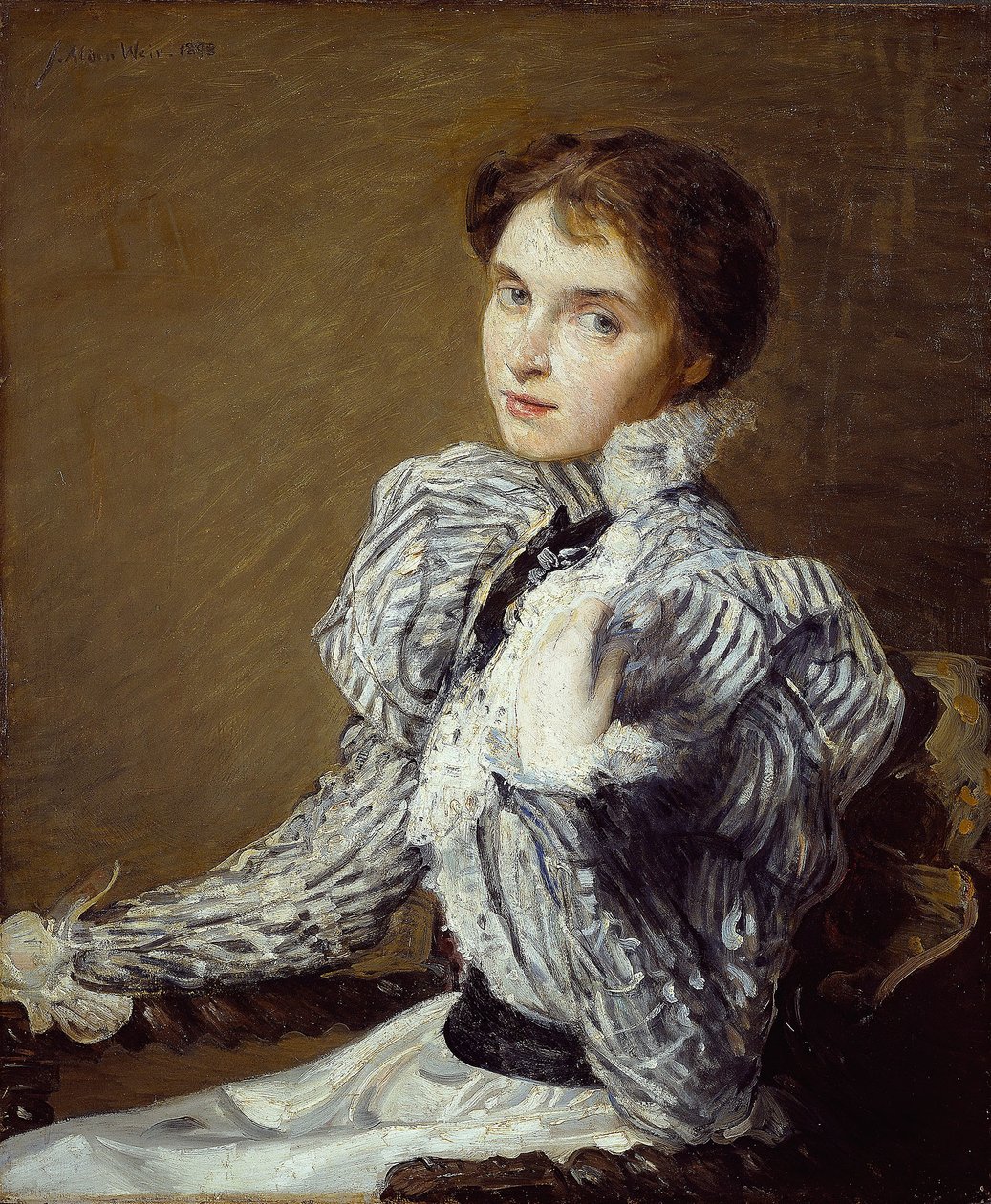 Den grå bodice, 1898 af Julian Alden Weir