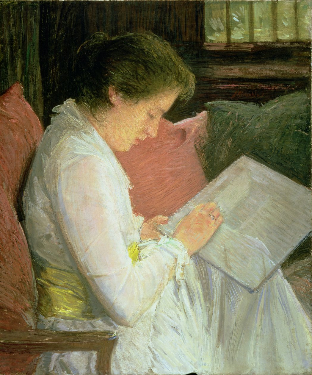 Kniplingsmageren, 1915 af Julian Alden Weir