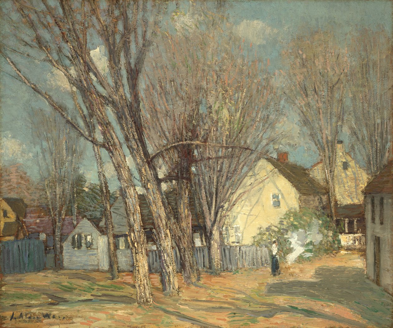 Windham Village, ca. 1913-14 (olie på mahognipanel) af Julian Alden Weir