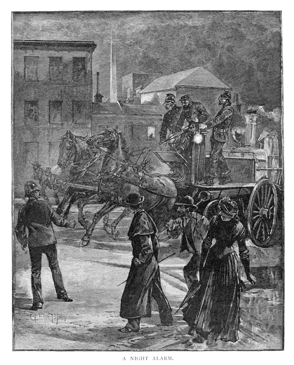 En natalarm, 1886. af Julian Ashton