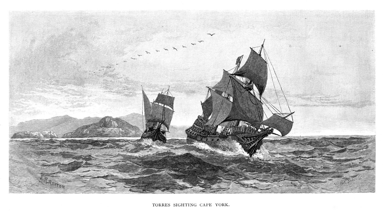 Torres ser Cape York, 1606, 1886 af Julian Ashton