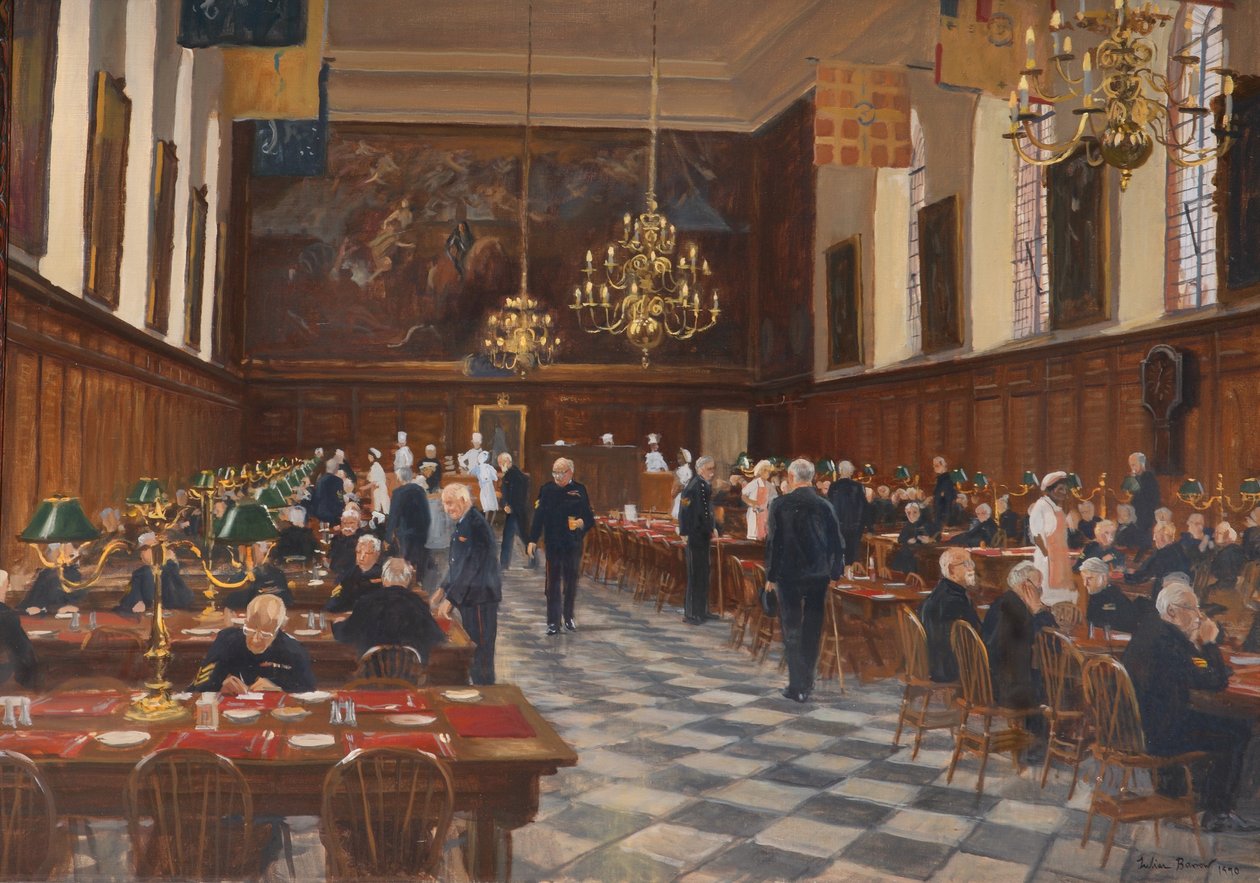 Udsigt over den store sal, Royal Hospital Chelsea, 1990 af Julian Barrow