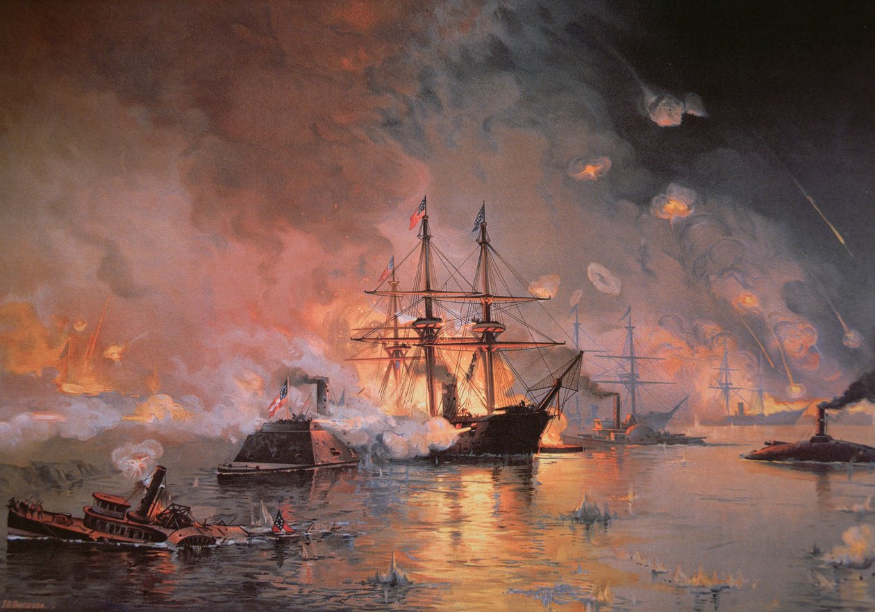 Capture of New Orleans af Union Flag Officer David G. Farragut, 24. april 1862 (olie på lærred) af Julian Oliver Davidson