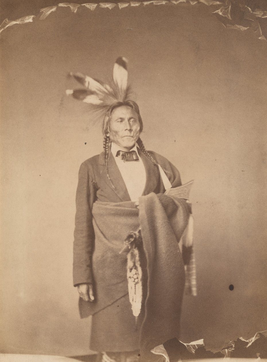 Hin-han-du-ta, The Red Owl, en høvding af Mde-wa-kan-ton Sioux, 1858 (foto) af Julian Vannerson