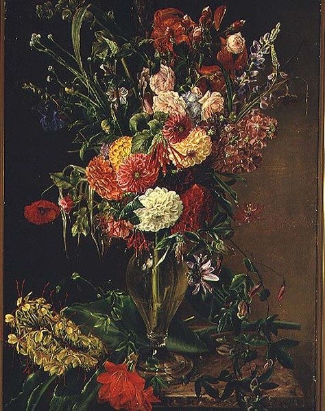 Blomster i en glasvase af Julie Wilhelmine Hagen Schwarz