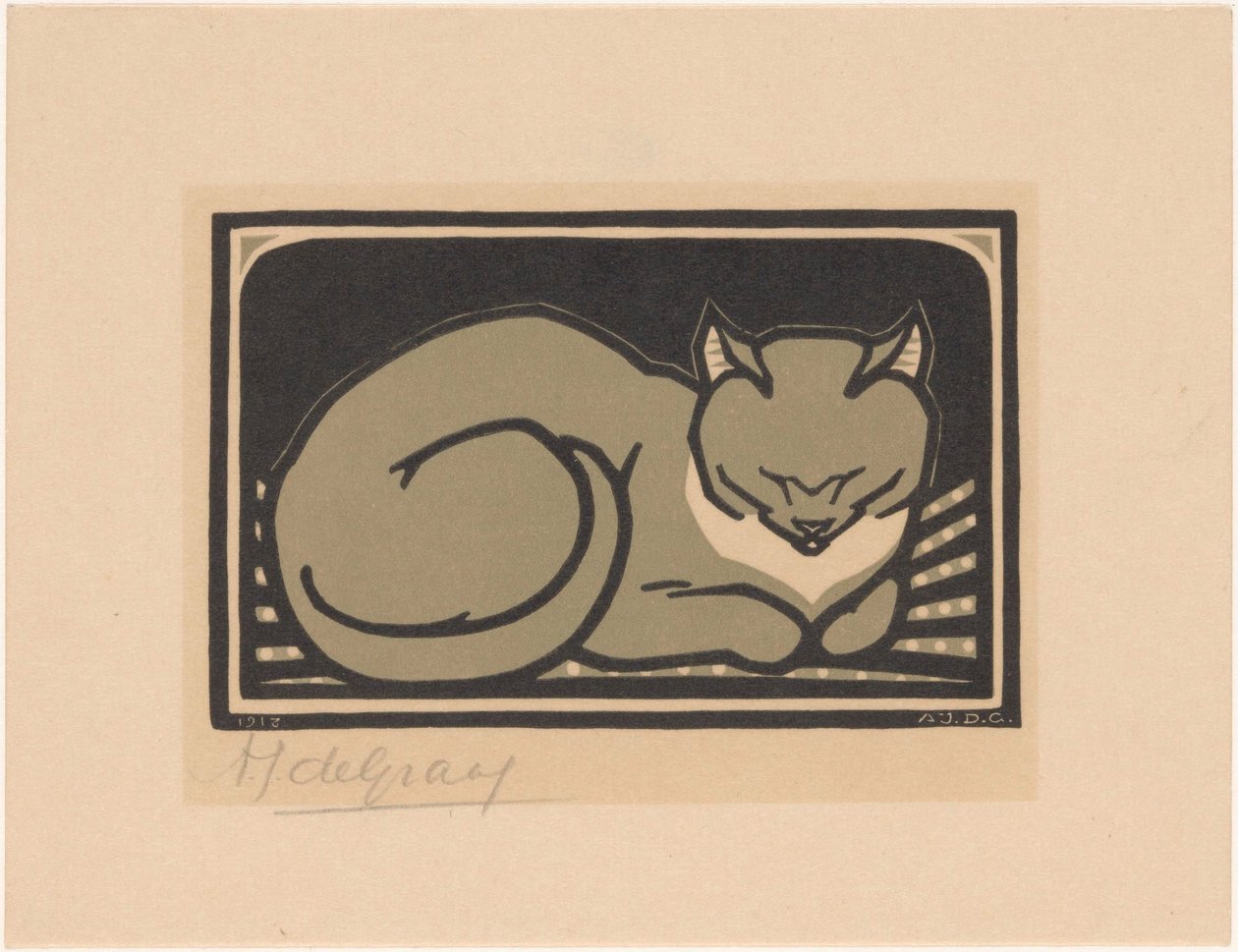 sovende kat af Julie de Graag (signed by artist)