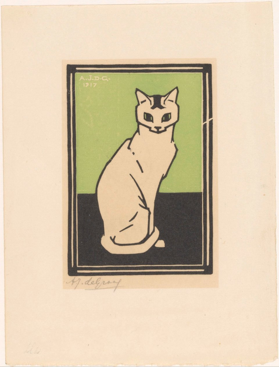 siddende kat af Julie de Graag (signed by artist)