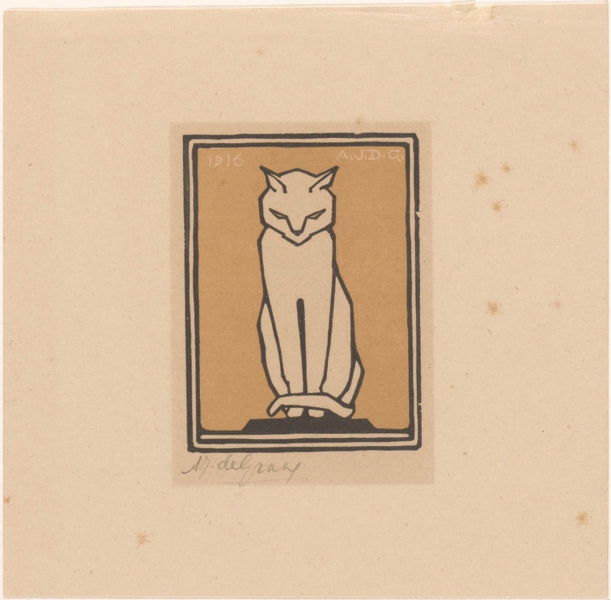 siddende kat af Julie de Graag (signed by artist)