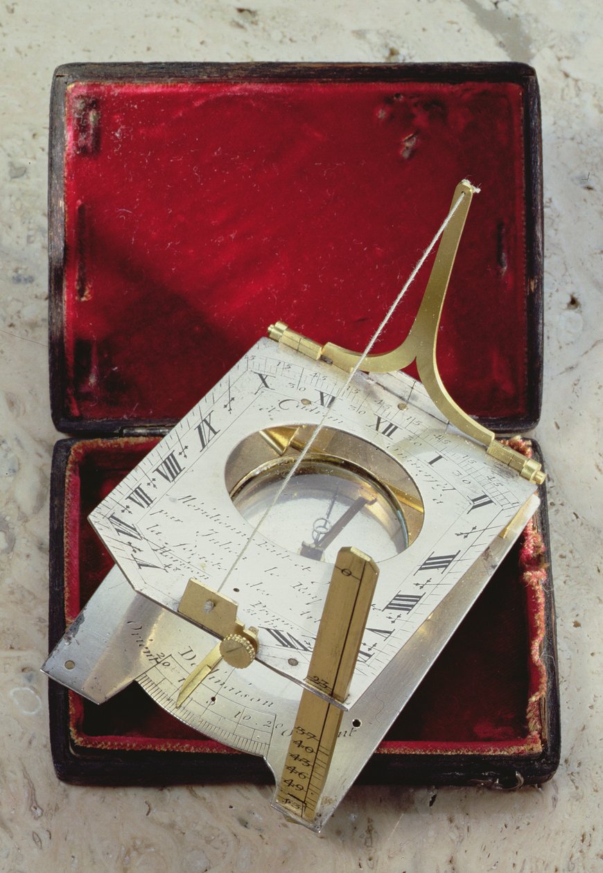 Universal Inclining Sundial, fra Arts Society, Paris, ca. 1730 (sølv og forgyldt messing) af Julien Le Roy
