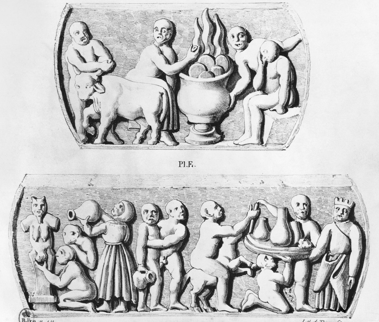 Gnostisk eukaristi, kopi af gnostisk kiste, graveret af Thierry freres (1800-tallet) (sidepanel af 287227) af Julien Leopold Boilly