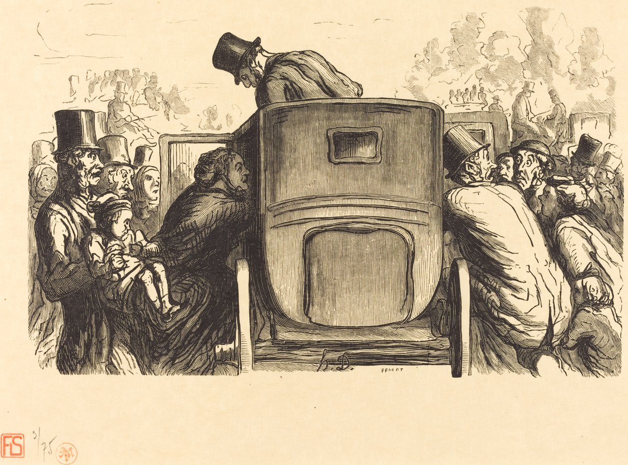 Verdensudstilling: Udlændingen finder alle de ønskværdige faciliteter... af Julien Antoine Peulot after Honoré Daumier