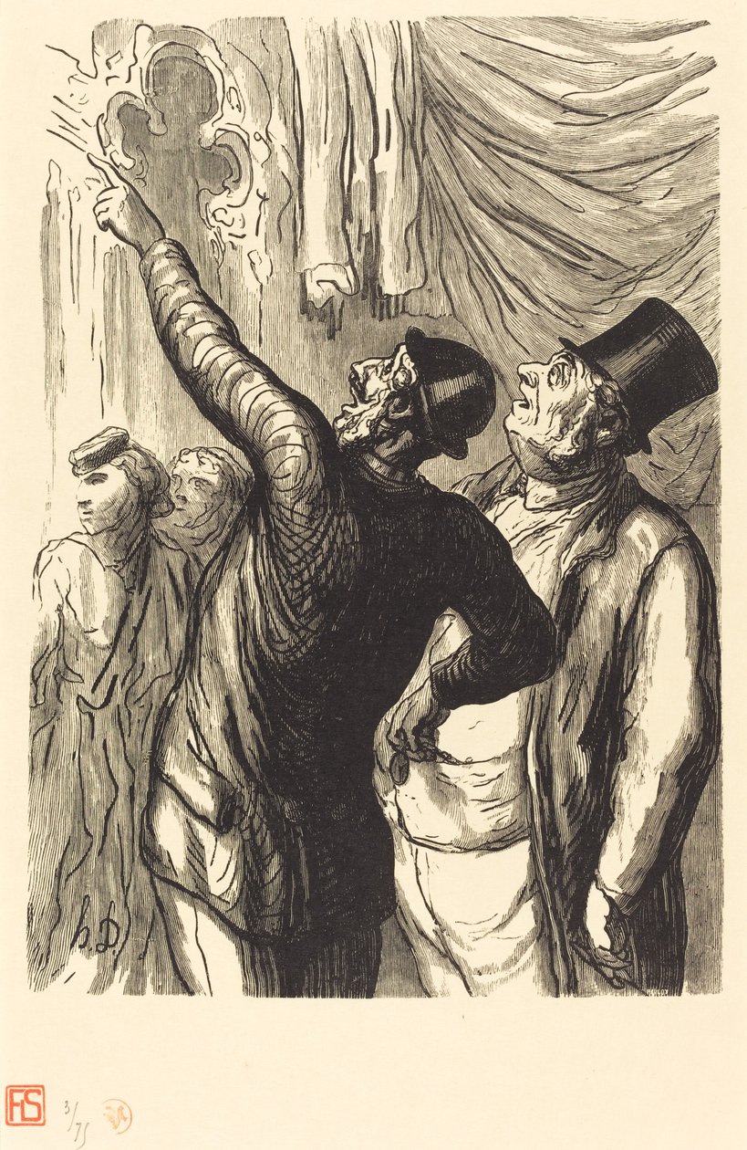 Verdensudstilling: En rigtig cicerone af Julien Antoine Peulot after Honoré Daumier