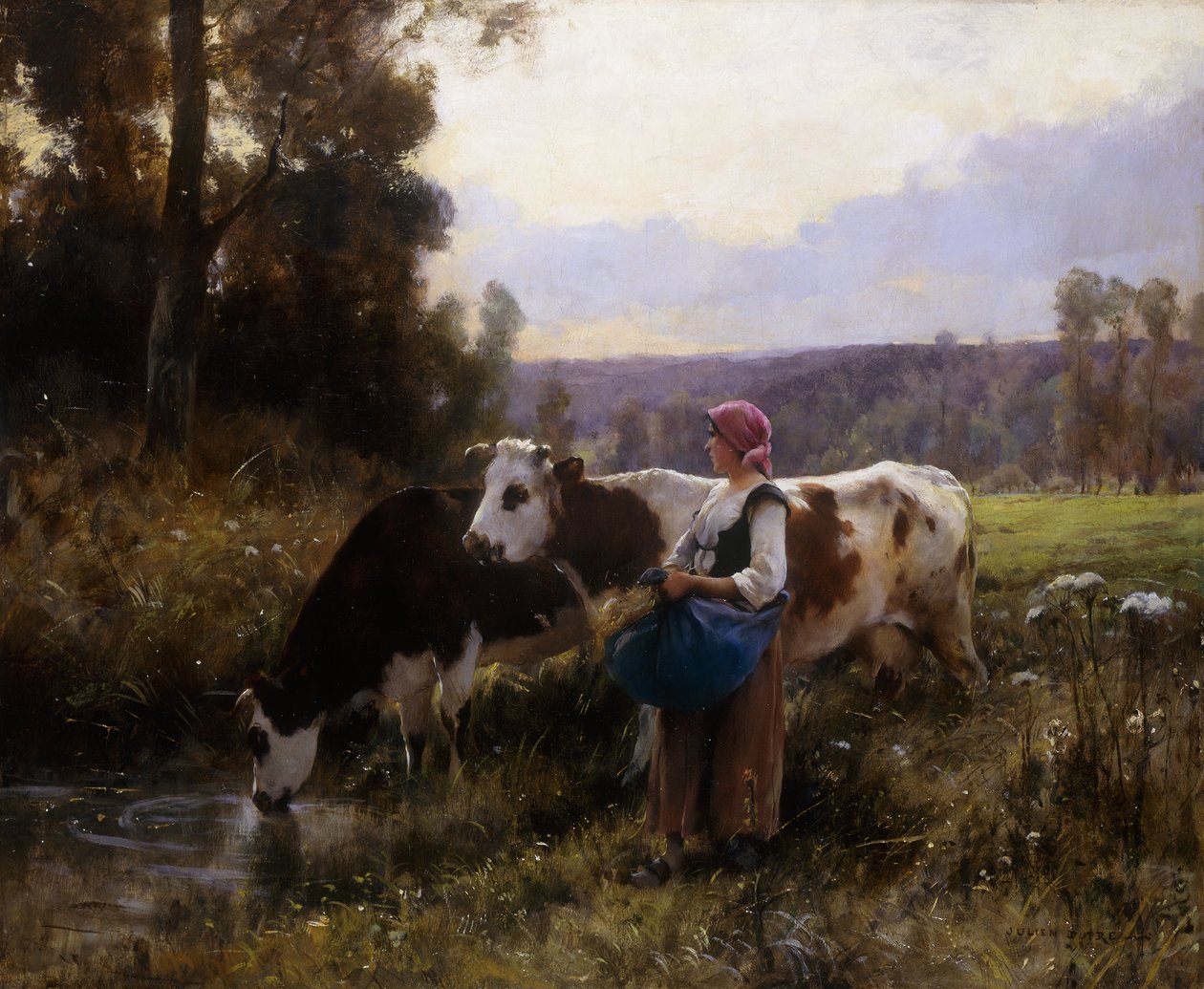 Køer ved Vandingshullet af Julien Dupre