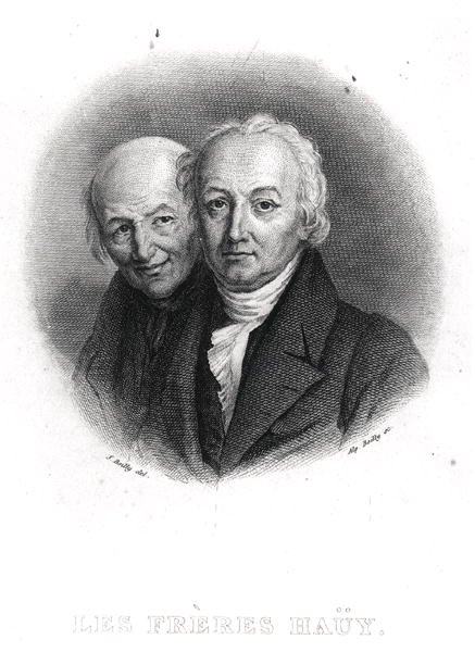Brødrene Hauy: Rene-Just (1743-1822) og Valentin Hauy (1745-1822), graveret af Alphonse Boilly (1801-67) (stik) (s/h foto) af Julien Leopold (after) Boilly