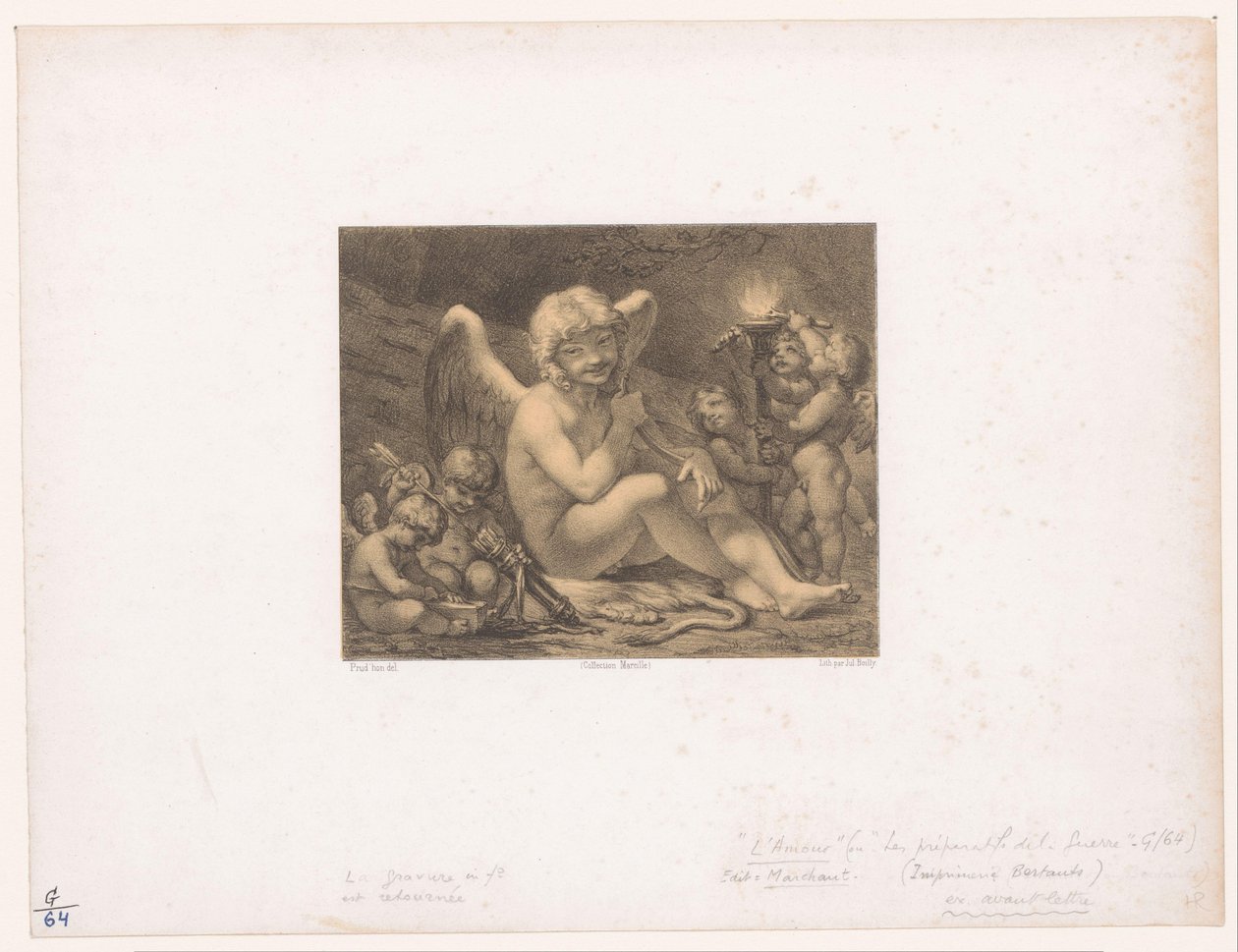 Amor og putti skærper deres pile Les Preparatifs de la guerre af Julien Leopold Boilly