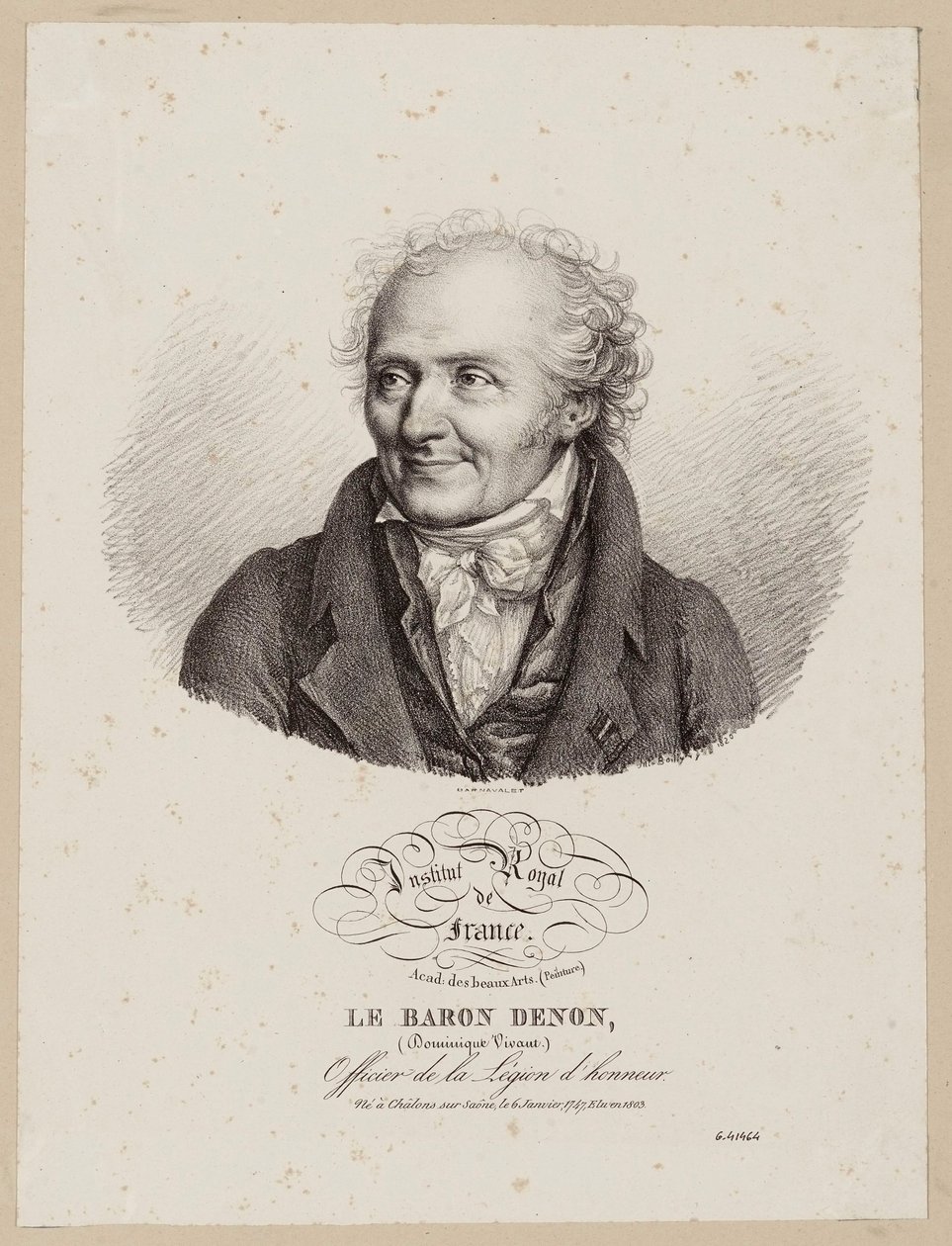 Det Kongelige Institut i Frankrig / Akademiet for Skønne Kunster (Maleri) / Baron Denon / (Dominique Vivant) / Officer af Æreslegionen. af Julien Leopold Boilly