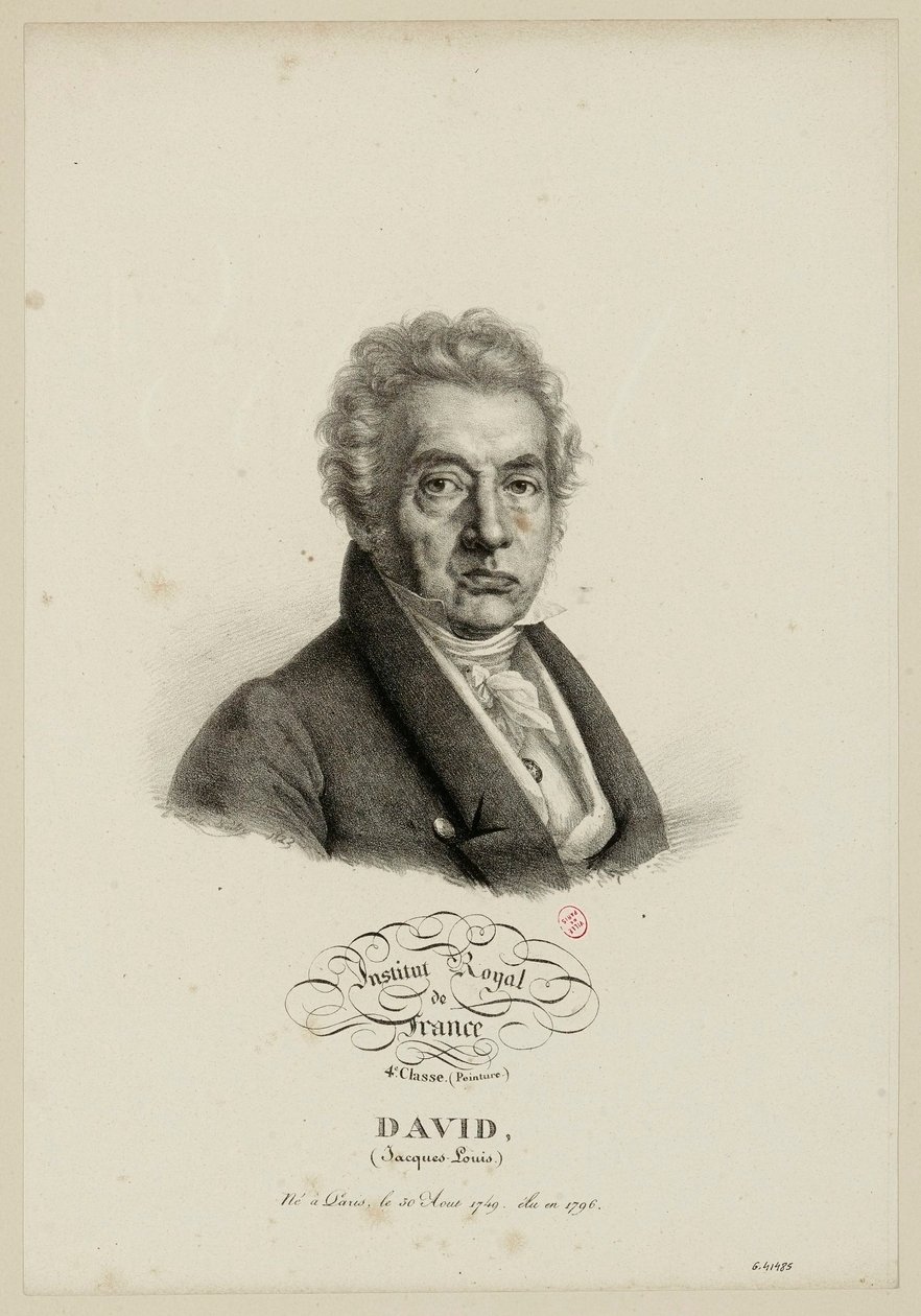 Det Kongelige Institut i Frankrig, 4. klasse. (Maleri.) David, (Jacques-Louis.) Født i Paris den 30. august 1749, valgt i 1796. af Julien Leopold Boilly