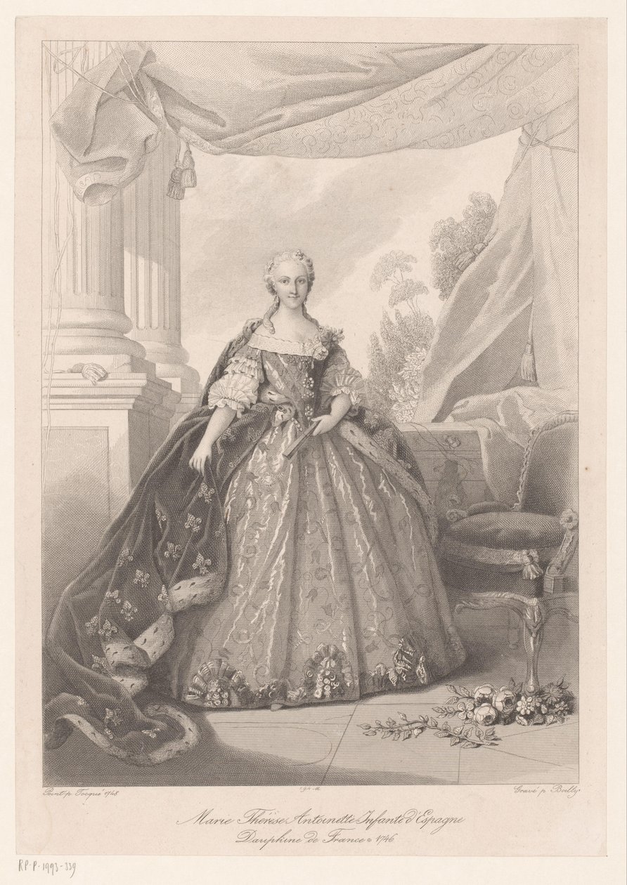 Portræt af Maria Theresia van Bourbon Marie Thérèse Antoinette Infanta fra Spanien (titel på objektet) af Julien Leopold Boilly