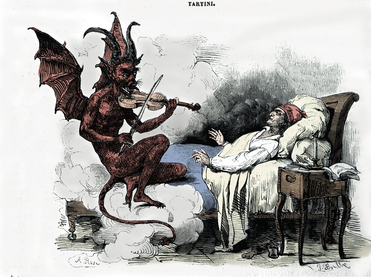 Komponisten Giuseppe Tartinis (1692-1770) drøm: i sin "Sonata des trilles du Diable" (Sonata for violin i g-mol) drømmer komponisten om, at han indgår en pagt med djævelen for sin sjæls pris, han betror ham med sin violin og djævelen spiller af Julien Leopold Boilly