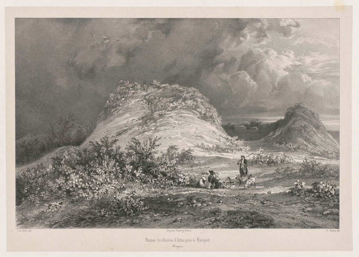Ruinerne af Chateau dArtns nær Huelgoat, Bretagne, 1845-1846. af Julien Louis Jacottet