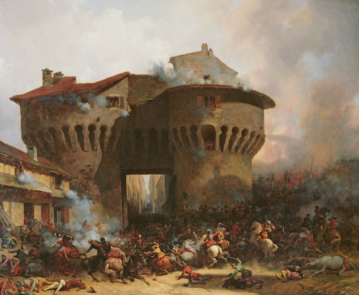 Kamp ved Porte Pannessac i 1562, ca. 1833 af Julien Michel Gue