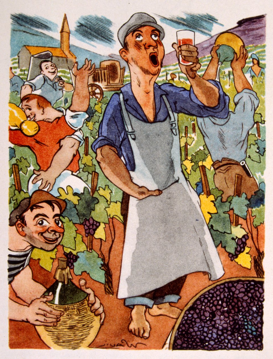 fransk vingård. 1944. Illustration af Julien Pavil af Julien Pavil