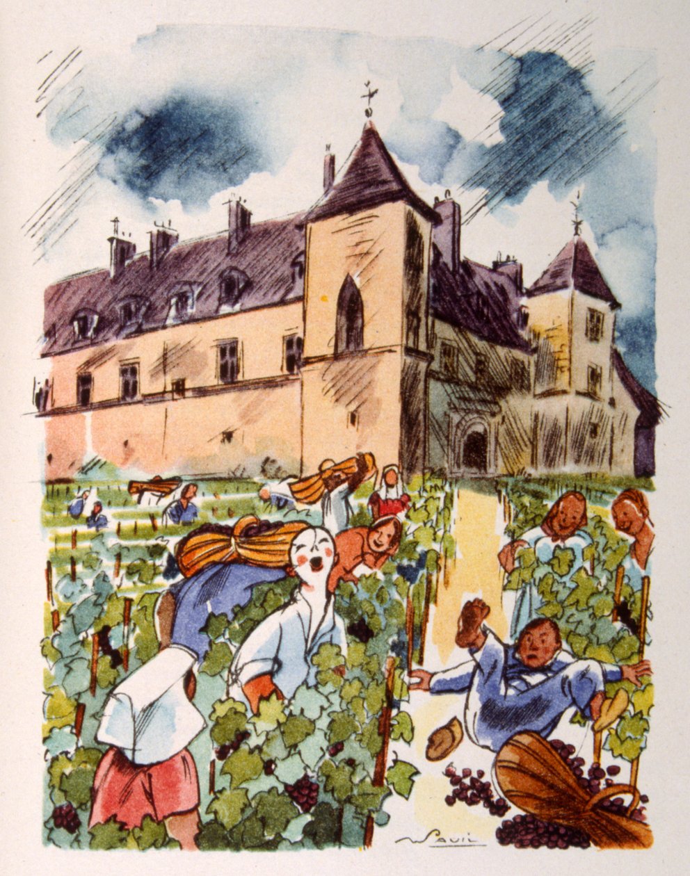 fransk vingård. 1944. Illustration af Julien Pavil af Julien Pavil